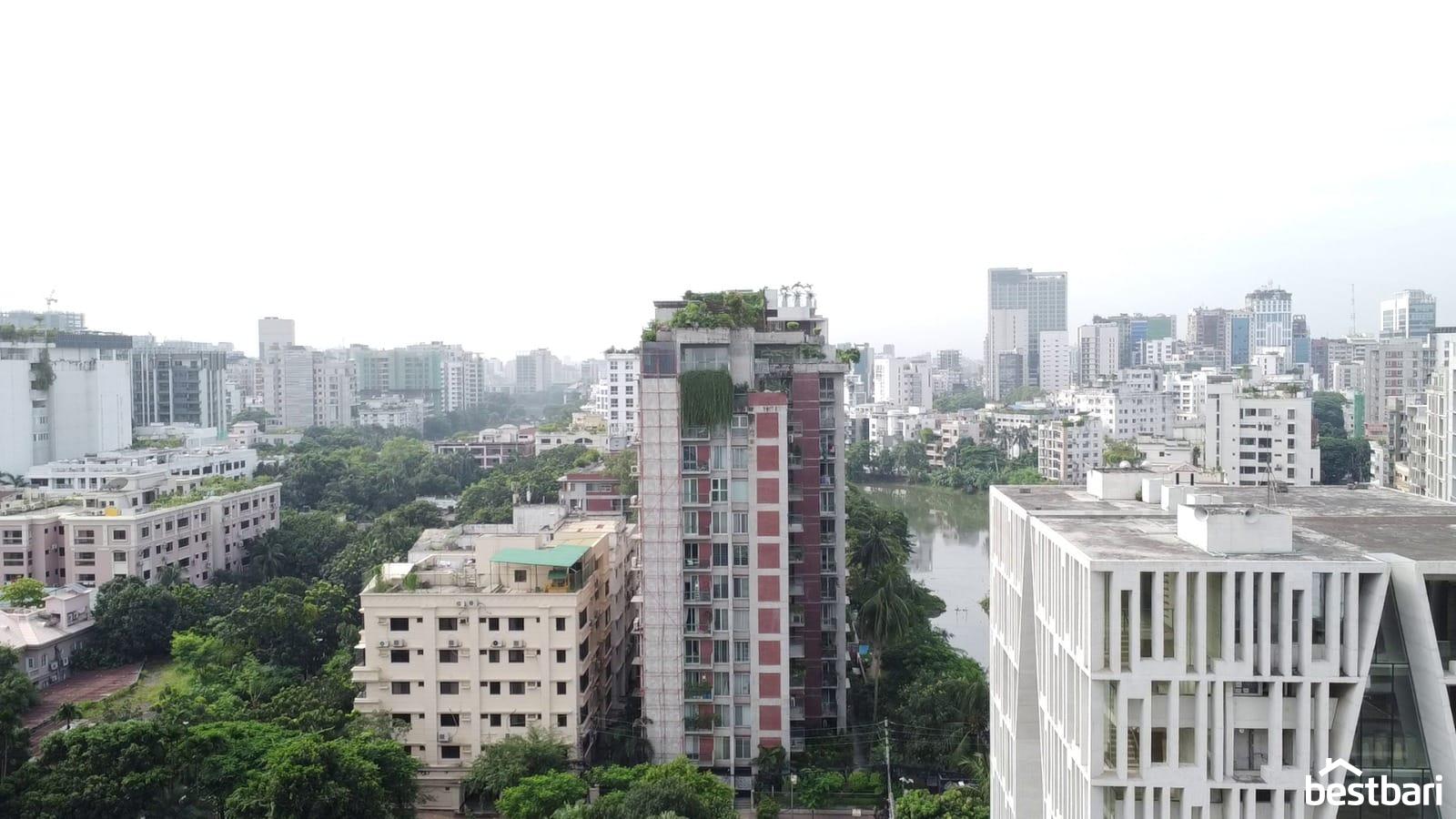 City skyline representing top 10 real estate companies in Bangladesh with residential and commercial building